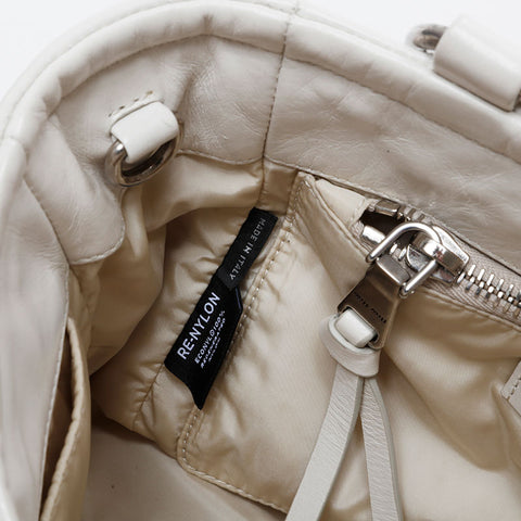 Miu Miu Vitello Shine Logo Mini Tote 21 Stainless Steel Handbag white WS21120