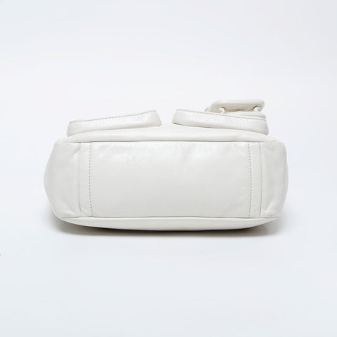 Miu Miu Vitello Shine Logo Mini Tote 21 Stainless Steel Handbag white WS21120