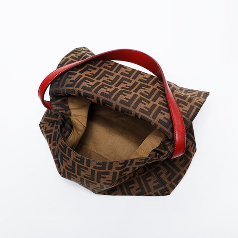 FENDI Zucca mamma bucket Shoulder Bag Brown WS21121