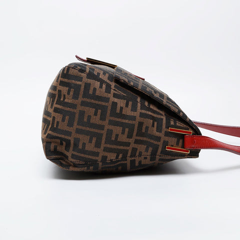 FENDI Zucca mamma bucket Shoulder Bag Brown WS21121