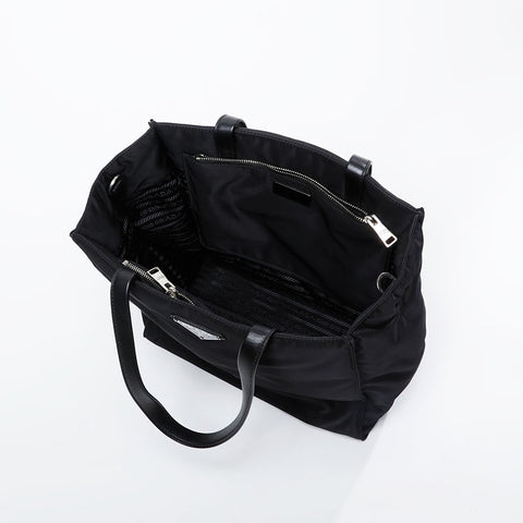 PRADA Nylon and Nappa Leather 2-Way Tessuto Mini Tote Handbag black WS21123