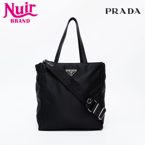 PRADA Nylon and Nappa Leather 2-Way Tessuto Mini Tote Handbag black WS21123