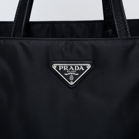 PRADA Nylon and Nappa Leather 2-Way Tessuto Mini Tote Handbag black WS21123