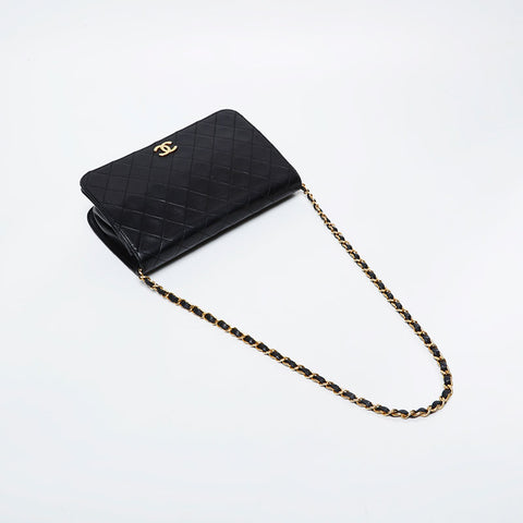 CHANEL Full flap lambskin Chain Shoulder Bag black WS21124