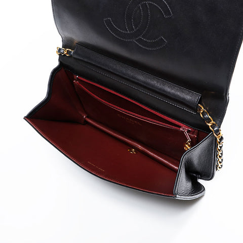 CHANEL Full flap lambskin Chain Shoulder Bag black WS21124