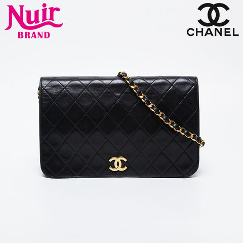 CHANEL Full flap lambskin Chain Shoulder Bag black WS21124