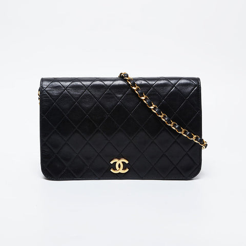 CHANEL Full flap lambskin Chain Shoulder Bag black WS21124