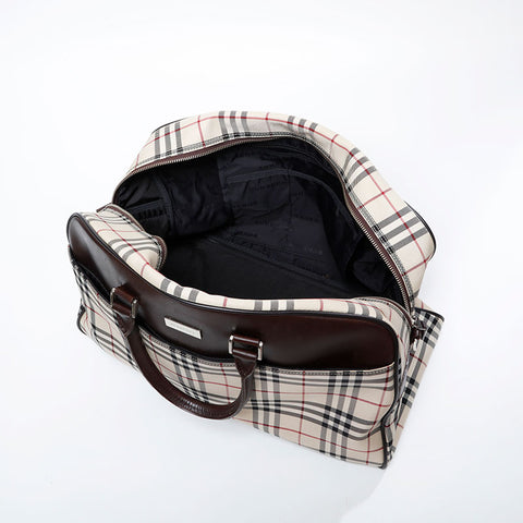 BURBERRY Nova check canvas Boston bag beige WS21127
