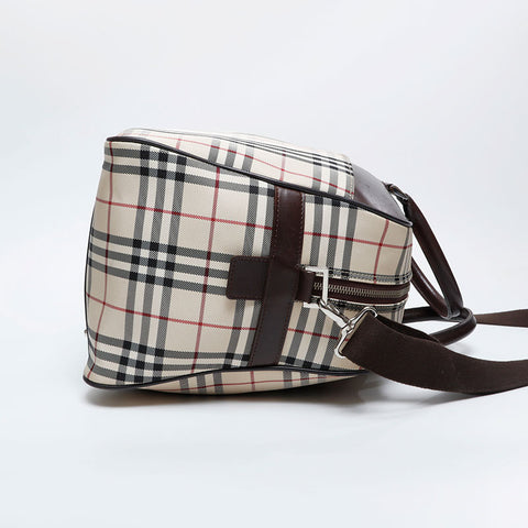 BURBERRY Nova check canvas Boston bag beige WS21127