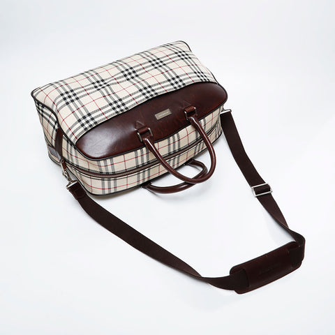 BURBERRY Nova Check Canvas 2way Boston bag beige WS21128