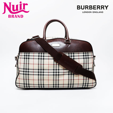 BURBERRY Nova Check Canvas 2way Boston bag beige WS21128