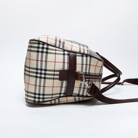 BURBERRY Nova Check Canvas 2way Boston bag beige WS21128