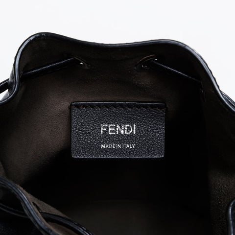FENDI Montresor Leather Pearl 2-Way Drawstring Bag Shoulder Bag black WS21129