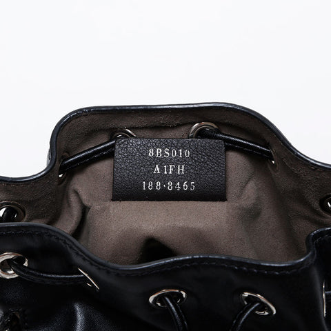 FENDI Montresor Leather Pearl 2-Way Drawstring Bag Shoulder Bag black WS21129