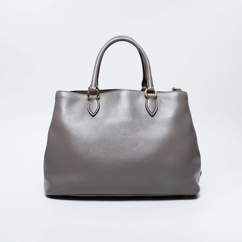 PRADA Logo embossed leather 2way Handbag gray WS21131