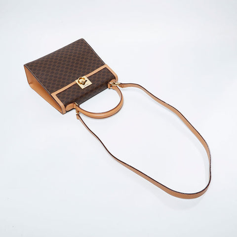 CELINE Macadam PVC Handbag Brown WS21132