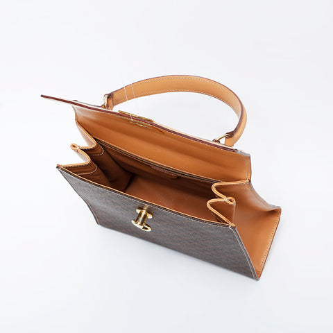 CELINE Macadam PVC Handbag Brown WS21132