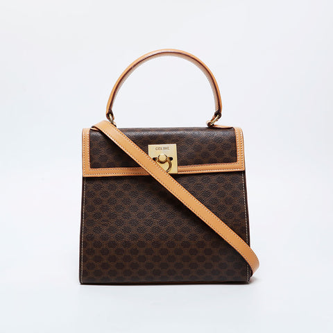 CELINE Macadam PVC Handbag Brown WS21132