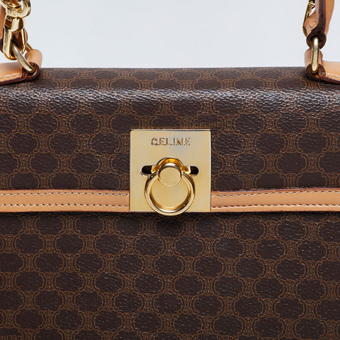 CELINE Macadam PVC Handbag Brown WS21132