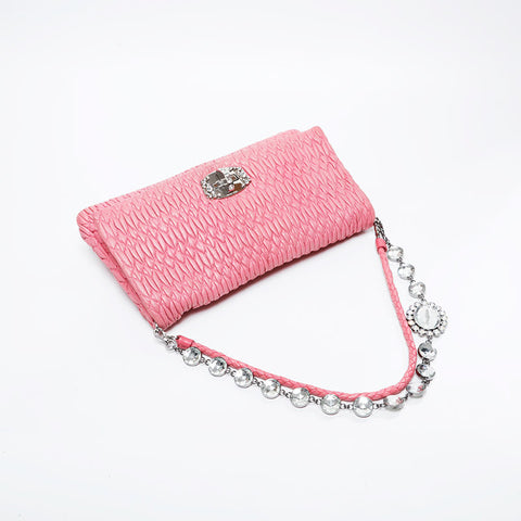 Miu Miu Large Matelassé Crystal Shoulder Bag pink WS21133