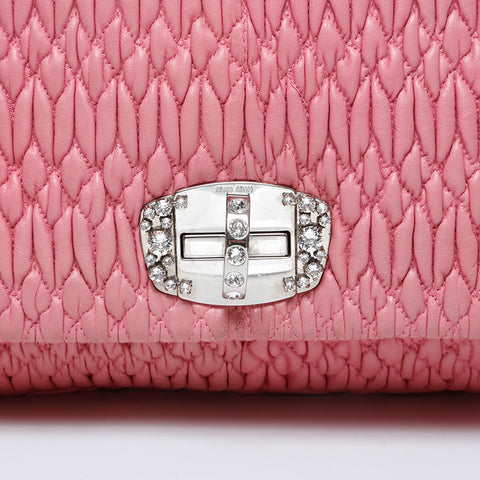Miu Miu Large Matelassé Crystal Shoulder Bag pink WS21133