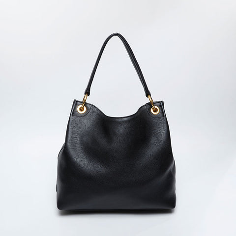 PRADA Logo embossed leather Shoulder Bag black WS21135
