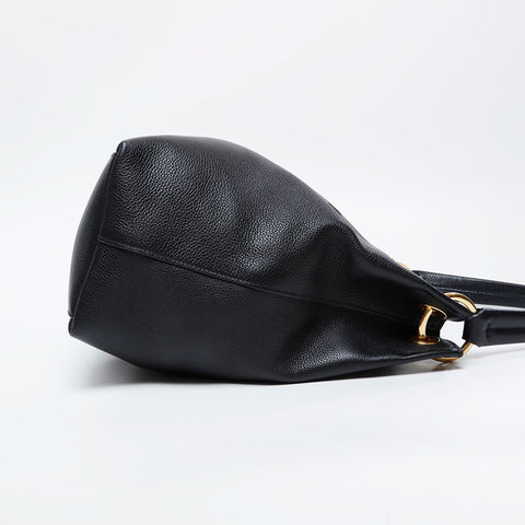 PRADA Logo embossed leather Shoulder Bag black WS21135