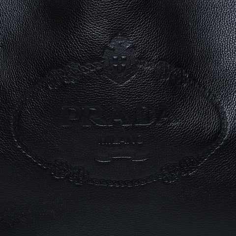 PRADA Logo embossed leather Shoulder Bag black WS21135