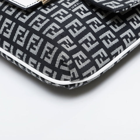 FENDI Zucchino Canvas Mamma Shoulder Bag black WS21137