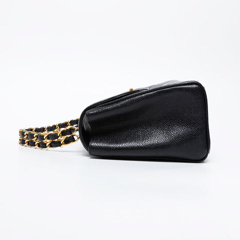 Chanel Nr. 3 1994-1996 Caviar Leder Top Griff Handtasche Schwarz WS21139