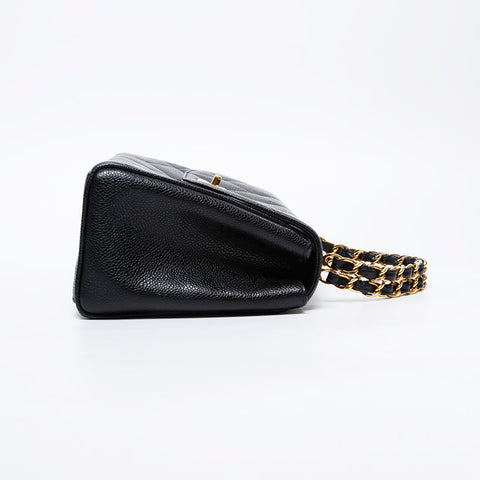 Chanel Nr. 3 1994-1996 Caviar Leder Top Griff Handtasche Schwarz WS21139