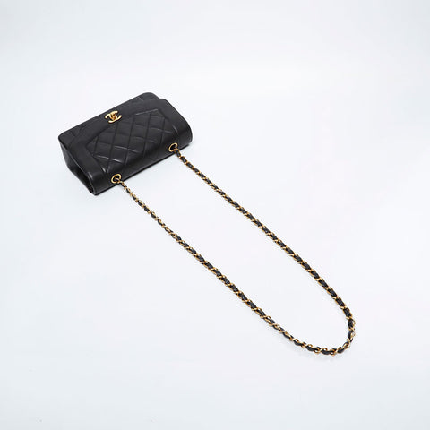 CHANEL No. 3 1994-1996 Diana Lambskin Chain Shoulder Bag black WS21141