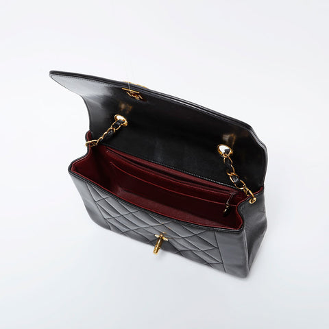 CHANEL No. 3 1994-1996 Diana Lambskin Chain Shoulder Bag black WS21141
