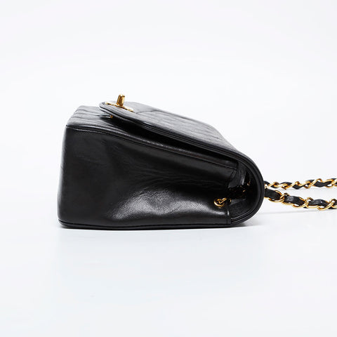 CHANEL No. 3 1994-1996 Diana Lambskin Chain Shoulder Bag black WS21141