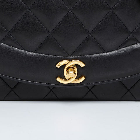 CHANEL No. 3 1994-1996 Diana Lambskin Chain Shoulder Bag black WS21141