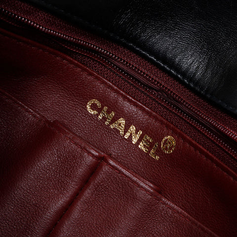 CHANEL No. 2 1991-1994 Mini Matelasse Lambskin 7.9" Shoulder Bag black WS21142