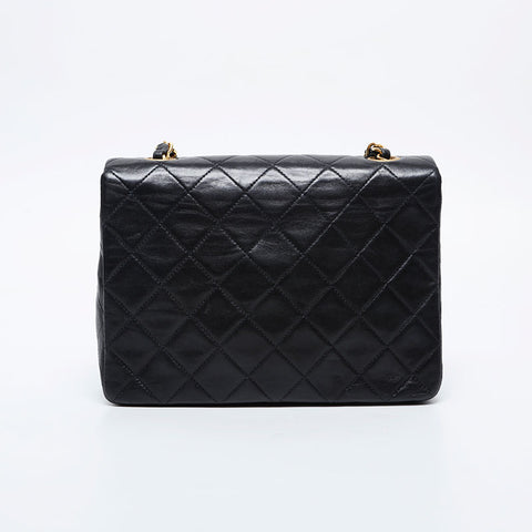 CHANEL No. 2 1991-1994 Mini Matelasse Lambskin 7.9" Shoulder Bag black WS21142