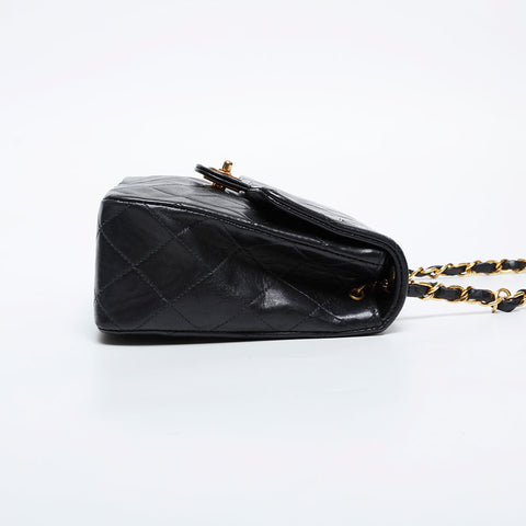 CHANEL No. 2 1991-1994 Mini Matelasse Lambskin 7.9" Shoulder Bag black WS21142