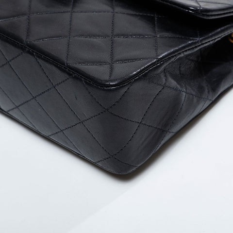 CHANEL No. 2 1991-1994 Mini Matelasse Lambskin 7.9" Shoulder Bag black WS21142