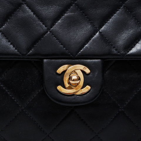CHANEL No. 2 1991-1994 Mini Matelasse Lambskin 7.9" Shoulder Bag black WS21142