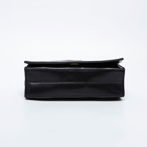 CHANEL 0 Series 1986-1988 Lambskin COCO Mark Flap Diamond Stitch Shoulder Bag black WS21143