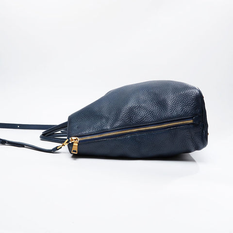 PRADA Leather 2way Tote Bag Navy WS21145
