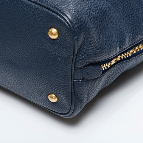 PRADA Leather 2way Tote Bag Navy WS21145