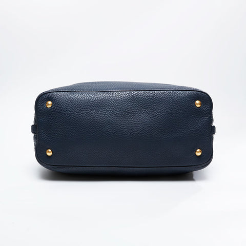 PRADA Leather 2way Tote Bag Navy WS21145