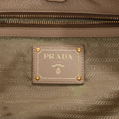 PRADA Leather 2way Tote Bag beige WS21146