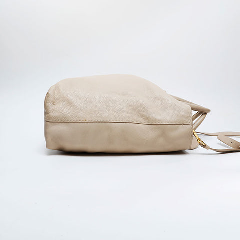 PRADA Leather 2way Tote Bag beige WS21146