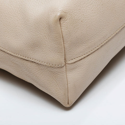 PRADA Leather 2way Tote Bag beige WS21146