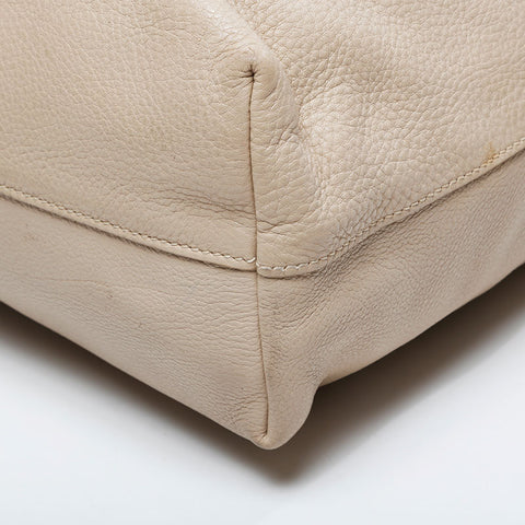 PRADA Leather 2way Tote Bag beige WS21146