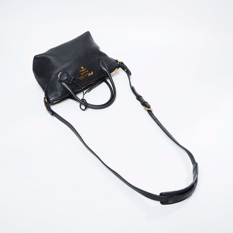 PRADA Leather 2way Shoulder Bag black WS21147