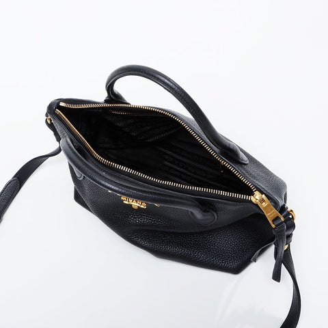 PRADA Leather 2way Shoulder Bag black WS21147